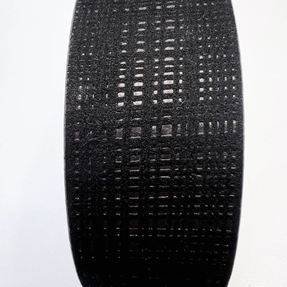 REMO TULLIANO Men Italian Leather Black Texture Belt 46 Silver Finish Buckle USA